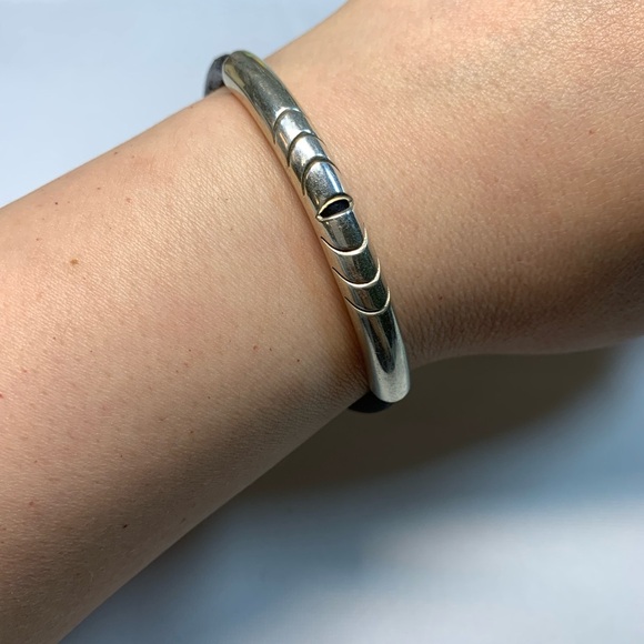 🖤#044 Vintage  Mexico sterling silver Leather Bracelet / 051224-BRC0015 - Picture 9 of 9